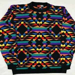 Vintage Rainbow Knit Acrylic Sweater